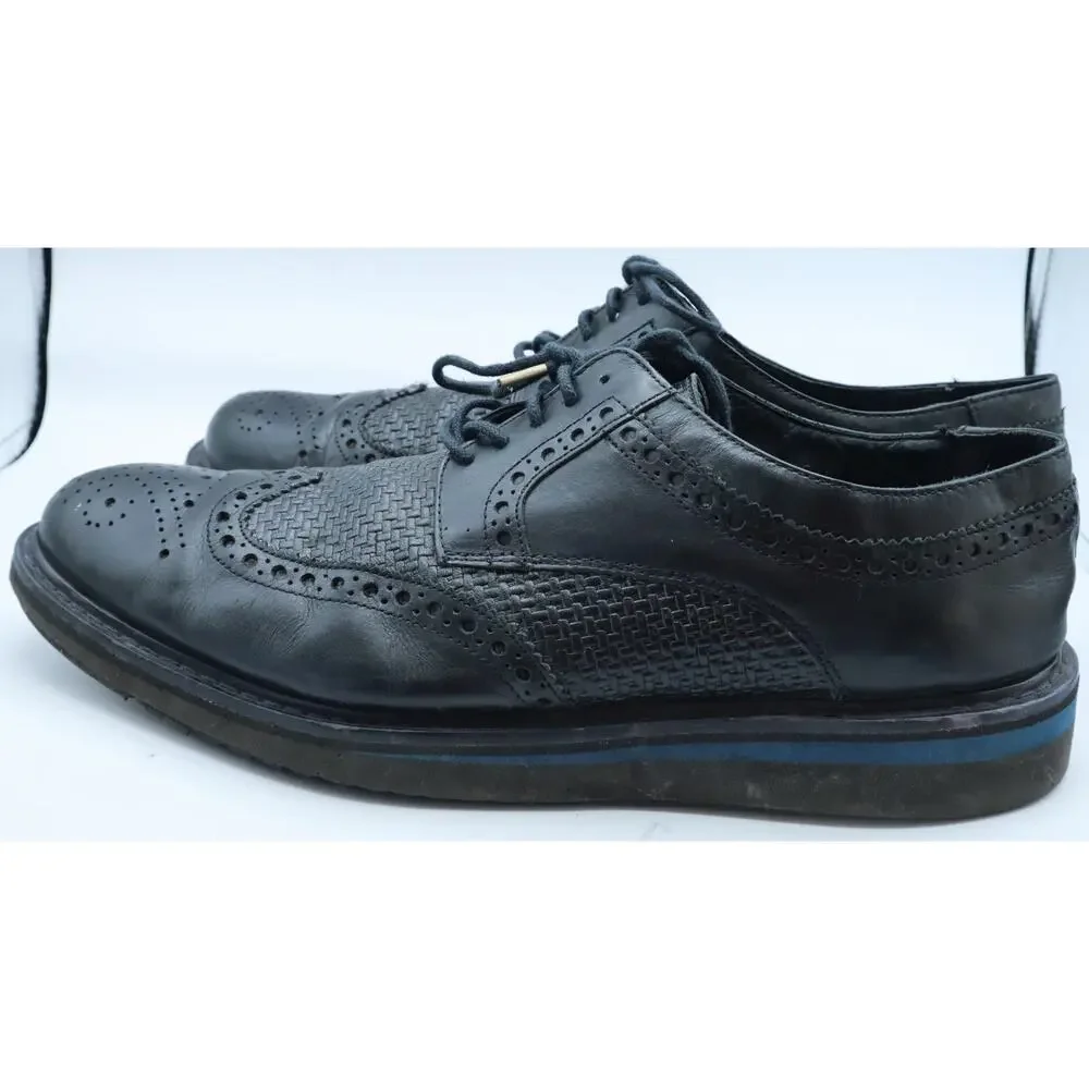 Studio Belvedere Shoes Mens 12 Luis Black Leather Wingtip Oxfords Lace Up Brazil